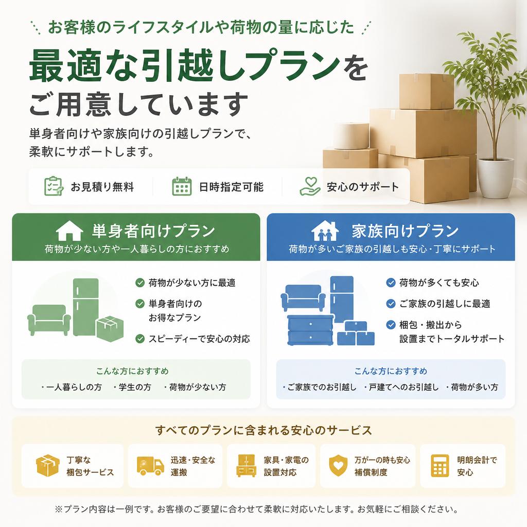 単身から家族まで幅広く対応