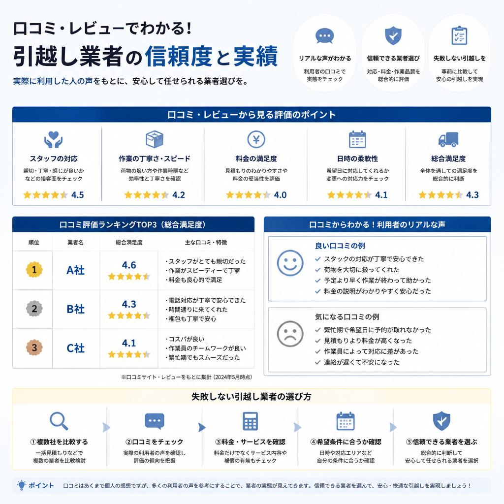 口コミ評価で見る業者の実績